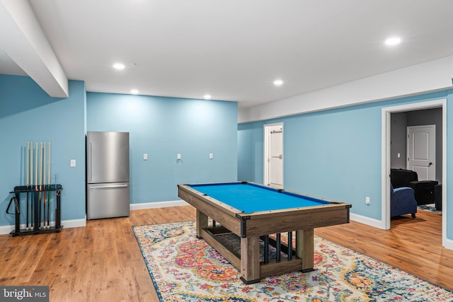 4300 Mountain Laurel Way, Brandywine, MD 20613 - playroom featuring billiards, baseboards, light wood-style flooring, and recessed lighting
