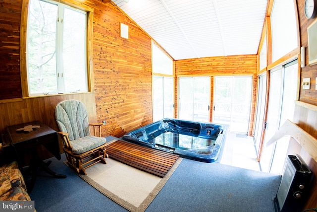 2720 Hidden Valley Rd, Accokeek, MD 20607 - sunroom / solarium featuring a hot tub and vaulted ceiling
