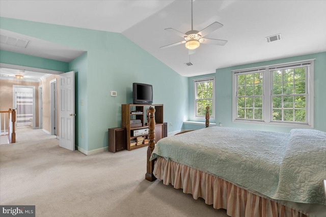 1381 Sunwood Ter, Annapolis, MD 21409 - bedroom with lofted ceiling, light carpet, baseboards, and ceiling fan