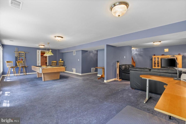 1381 Sunwood Ter, Annapolis, MD 21409 - rec room featuring baseboards, billiards table, and dark colored carpet