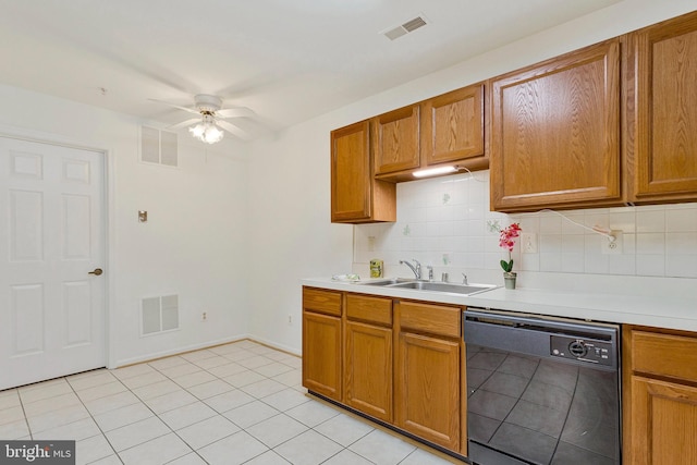 2615 Rigging Dr Unit 2615, Annapolis, MD 21401 - kitchen featuring dishwasher, ceiling fan, backsplash, light countertops, and light tile patterned floors