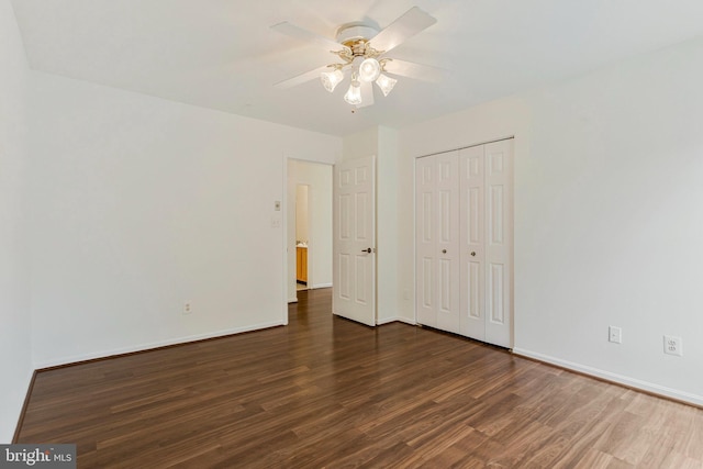 2615 Rigging Dr Unit 2615, Annapolis, MD 21401 - unfurnished bedroom featuring dark wood-style flooring, a closet, and ceiling fan