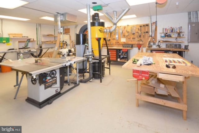 2615 Rigging Dr Unit 2615, Annapolis, MD 21401 - basement with a workshop area, electric panel, and a drop ceiling