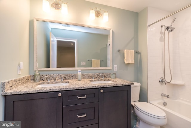 2038 Morgan Creek Dr, Quakertown, PA 18951 - bathroom with double vanity, toilet, and washtub / shower combination