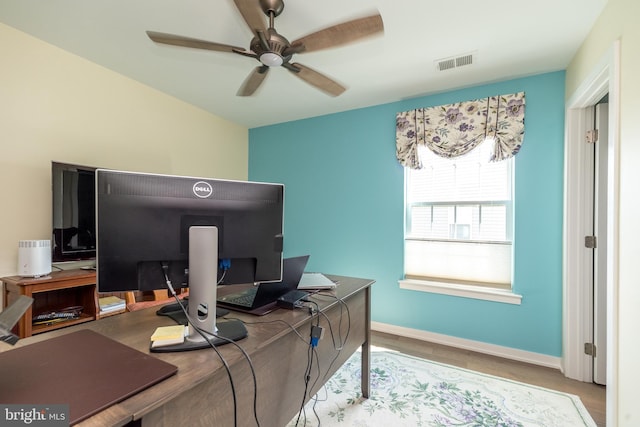 2038 Morgan Creek Dr, Quakertown, PA 18951 - office space featuring ceiling fan, wood finished floors, and baseboards