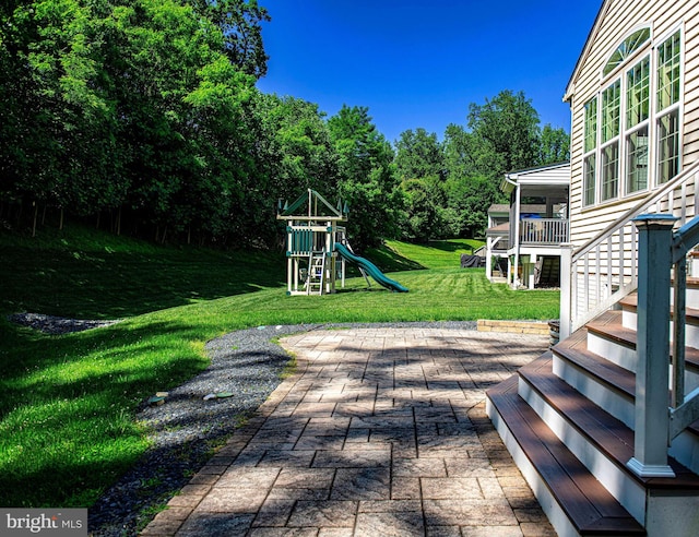 1530 Swearingen Dr, Bel Air, MD 21014 - view of patio with a playground and stairway