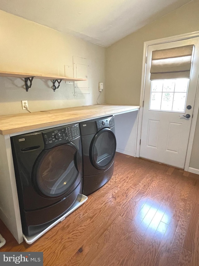 4212 Penner Ln, Fairfax, VA 22033 - washroom with washing machine and clothes dryer and wood finished floors