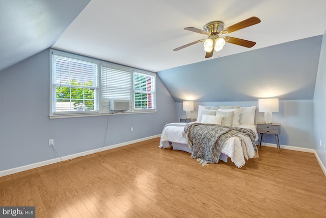 4212 Penner Ln, Fairfax, VA 22033 - bedroom with vaulted ceiling, wood finished floors, baseboards, and a ceiling fan