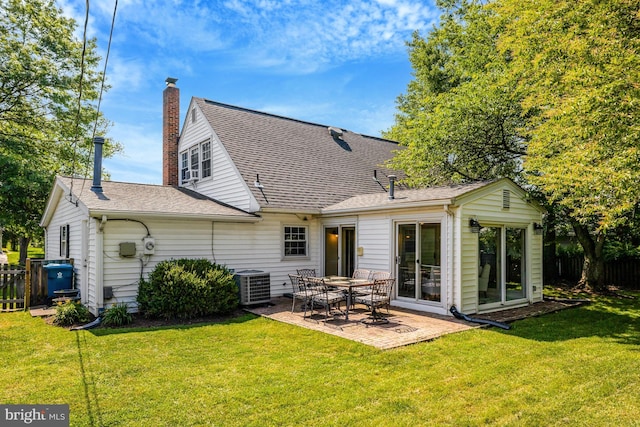 4212 Penner Ln, Fairfax, VA 22033 - rear view of property with a chimney, a patio, central AC, and roof with shingles