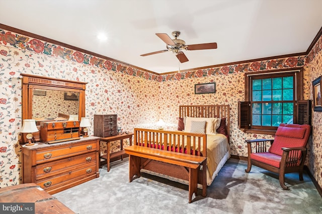 2317 Nancarles Dr, Gambrills, MD 21054 - bedroom with wallpapered walls, crown molding, and carpet
