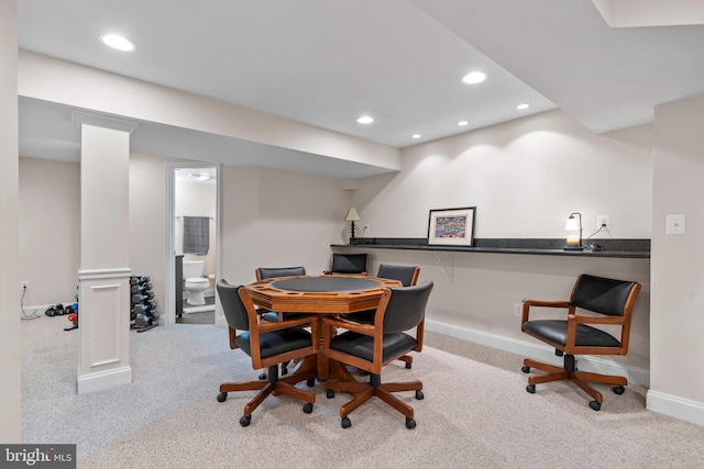 6000 Clairemont Dr, Owings, MD 20736 - dining room featuring carpet, recessed lighting, and baseboards