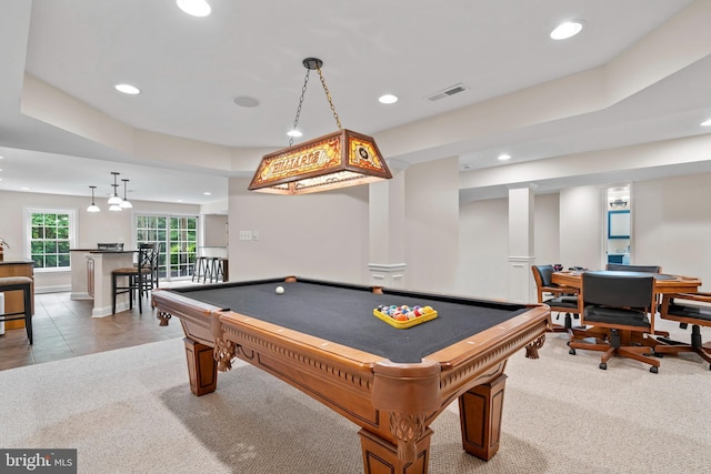 6000 Clairemont Dr, Owings, MD 20736 - game room featuring recessed lighting, carpet floors, pool table, and baseboards