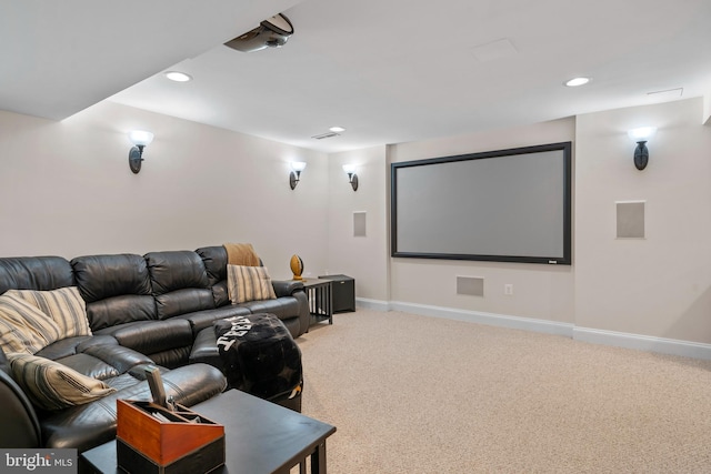 6000 Clairemont Dr, Owings, MD 20736 - home theater room featuring baseboards, recessed lighting, and carpet floors