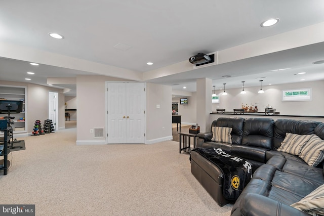 6000 Clairemont Dr, Owings, MD 20736 - carpeted living room featuring recessed lighting and baseboards