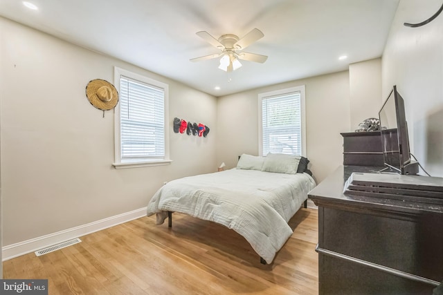 330 Date St, Warminster, PA 18974 - bedroom with baseboards, wood finished floors, recessed lighting, and ceiling fan