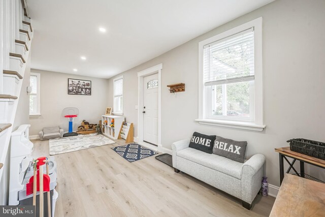 330 Date St, Warminster, PA 18974 - living area featuring wood finished floors, baseboards, and recessed lighting