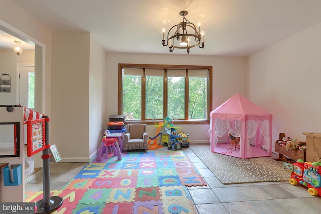 46 Gelsinger Rd, Reading, PA 19608 - rec room with a chandelier and baseboards