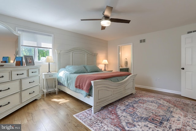46 Gelsinger Rd, Reading, PA 19608 - bedroom featuring light wood-type flooring, a ceiling fan, and connected bathroom