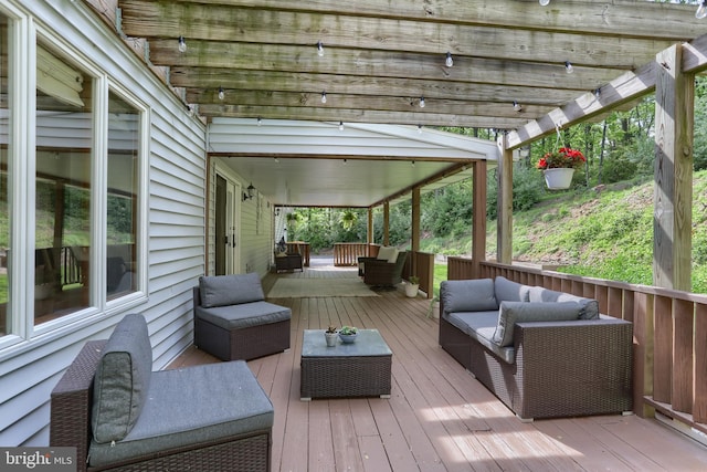 46 Gelsinger Rd, Reading, PA 19608 - deck with an outdoor hangout area and a pergola