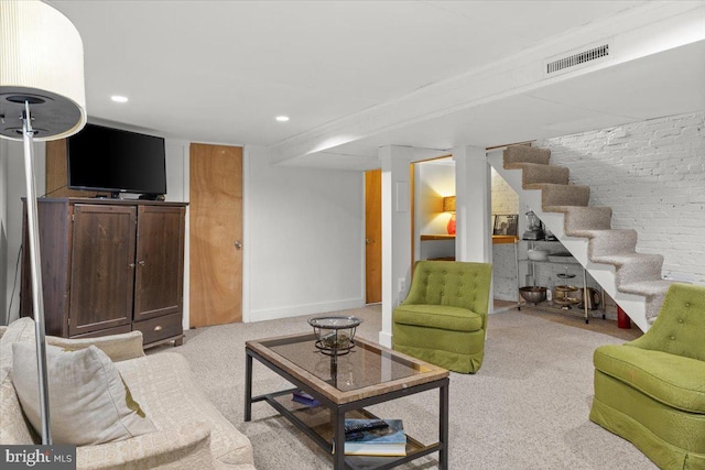 233 Rhode Island Ave NW, Washington, DC 20001 - living area featuring carpet flooring, stairway, baseboards, and recessed lighting