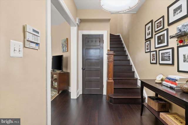 233 Rhode Island Ave NW, Washington, DC 20001 - foyer featuring hardwood / wood-style floors, stairway, and baseboards