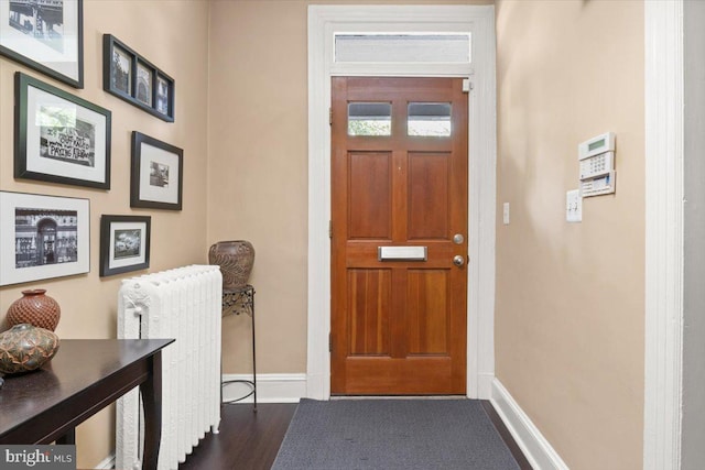 233 Rhode Island Ave NW, Washington, DC 20001 - entryway featuring baseboards, radiator, and wood finished floors