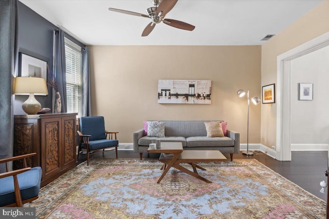 233 Rhode Island Ave NW, Washington, DC 20001 - living area featuring a ceiling fan, baseboards, and wood finished floors