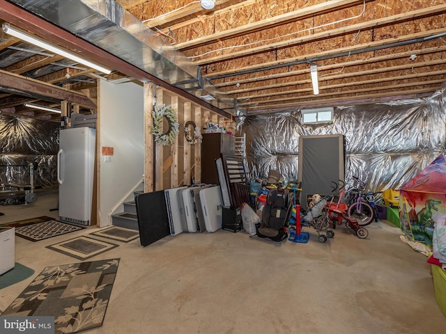 1419 Ramblewood Dr, Emmitsburg, MD 21727 - unfinished basement featuring freestanding refrigerator