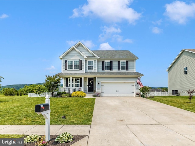 1419 Ramblewood Dr, Emmitsburg, MD 21727 - traditional-style house featuring a porch, concrete driveway, an attached garage, and roof with shingles