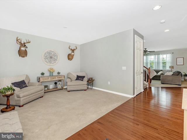 1419 Ramblewood Dr, Emmitsburg, MD 21727 - living area featuring wood finished floors, recessed lighting, and baseboards