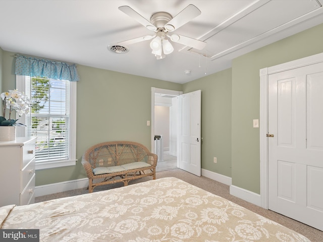 16 Delaware Ave, Rehoboth Beach, DE 19971 - bedroom featuring attic access, baseboards, carpet, and ceiling fan