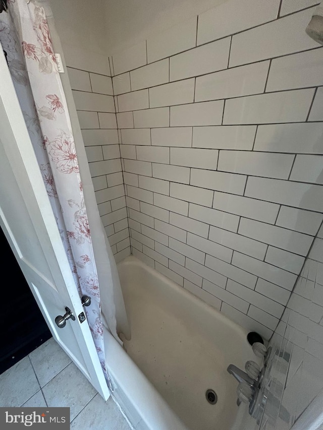 5258 Saint Charles Ave, Baltimore, MD 21215 - bathroom with shower / bath combo with shower curtain and tile patterned floors