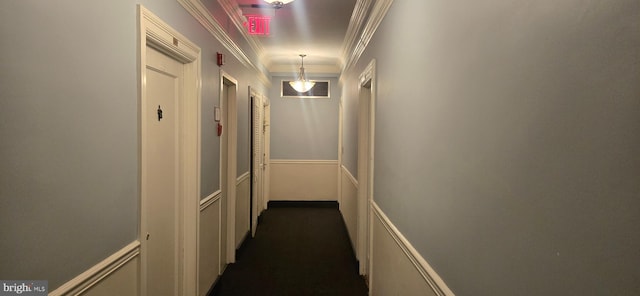 1101 L St NW Unit 406, Washington, DC 20005 - corridor with ornamental molding and dark carpet