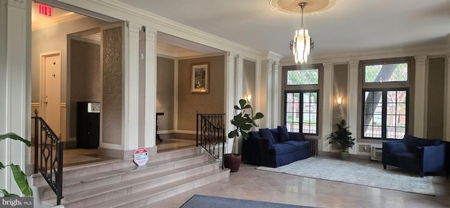 1101 L St NW Unit 406, Washington, DC 20005 - lobby with ornamental molding and stairs