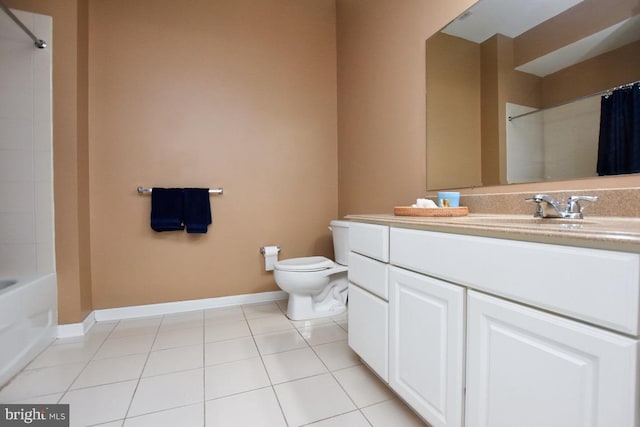 605 N Atlantic Ave Unit 204, Collingswood, NJ 08108 - bathroom with toilet, vanity, tile patterned flooring, baseboards, and shower / tub combo with curtain