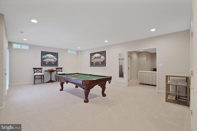 42863 Glyndebourne Ct, Broadlands, VA 20148 - playroom with pool table, light colored carpet, recessed lighting, and baseboards