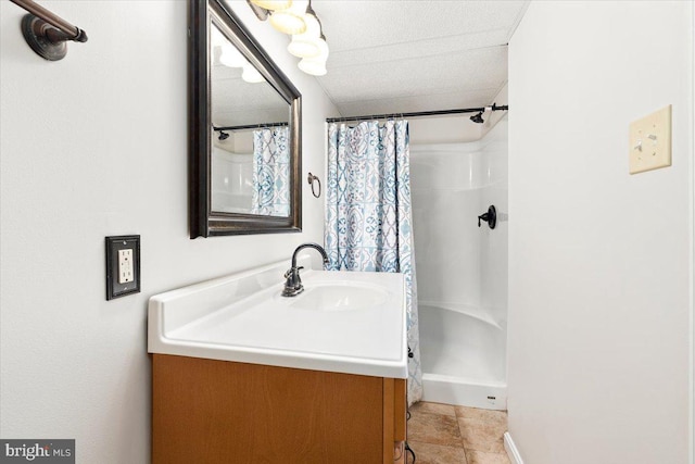 6816 Balmoral Ct, New Market, MD 21774 - full bathroom featuring vanity, curtained shower, and tile patterned floors