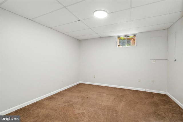 6816 Balmoral Ct, New Market, MD 21774 - basement with carpet flooring, baseboards, and a paneled ceiling