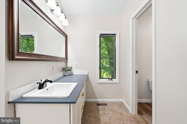 6816 Balmoral Ct, New Market, MD 21774 - bathroom featuring vanity, baseboards, and toilet