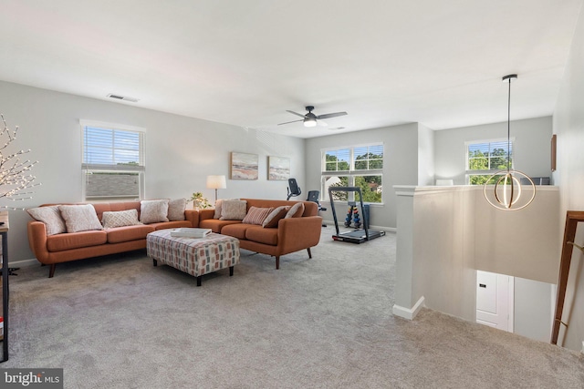 120 Dollie Mae Ln, Stephens City, VA 22655 - carpeted living area with a ceiling fan and baseboards