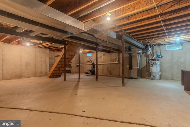 8 Spur Ridge Ct, Newark, DE 19702 - below grade area with water heater, heating unit, and stairway