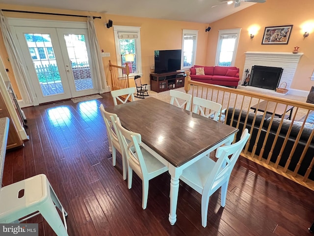 6206 Pinehurst Rd, Baltimore, MD 21212 - dining room featuring lofted ceiling, wood finished floors, plenty of natural light, and a ceiling fan