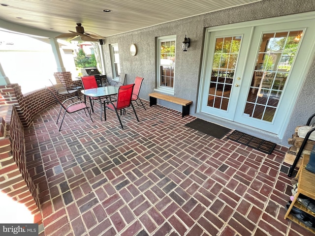 6206 Pinehurst Rd, Baltimore, MD 21212 - view of patio with outdoor dining area, ceiling fan, and french doors