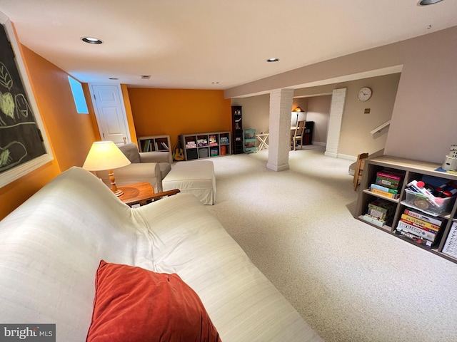 6206 Pinehurst Rd, Baltimore, MD 21212 - living area with carpet flooring, recessed lighting, and baseboards