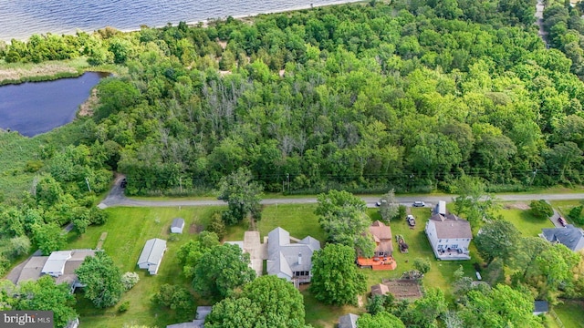 10963 Poplar Dr, Lusby, MD 20657 - aerial view of property's location with a nearby body of water and a heavily wooded area