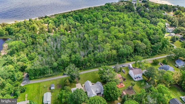 10963 Poplar Dr, Lusby, MD 20657 - aerial view of property and surrounding area with a nearby body of water and a forest