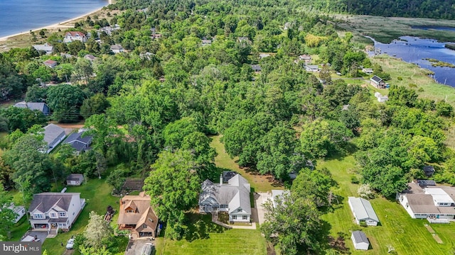 10963 Poplar Dr, Lusby, MD 20657 - aerial view of property and surrounding area with a nearby body of water, a forest, and nearby suburban area