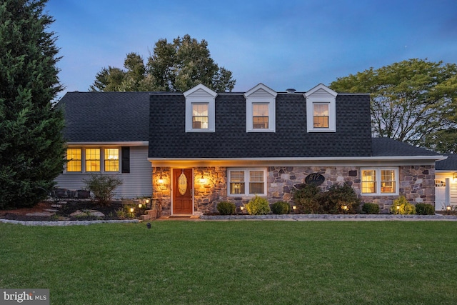 872 Kilby Dr, Yardley, PA 19067 - view of front of house featuring stone siding, a front lawn, and roof with shingles