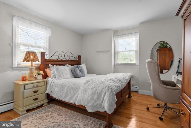 872 Kilby Dr, Yardley, PA 19067 - bedroom with a baseboard heating unit and light wood finished floors
