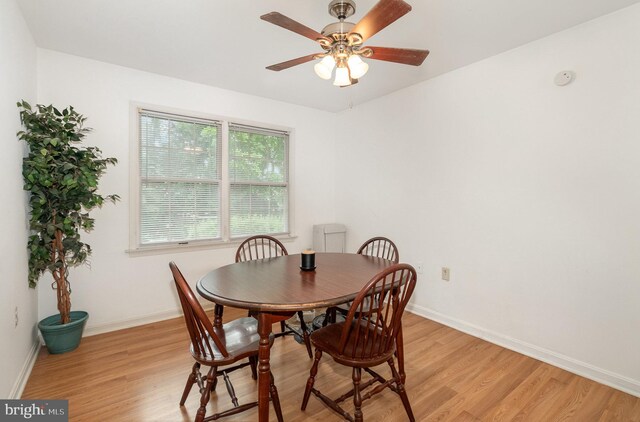 11 Bentley Pl, Carlisle, PA 17013 - dining room with light wood-type flooring, a ceiling fan, and baseboards
